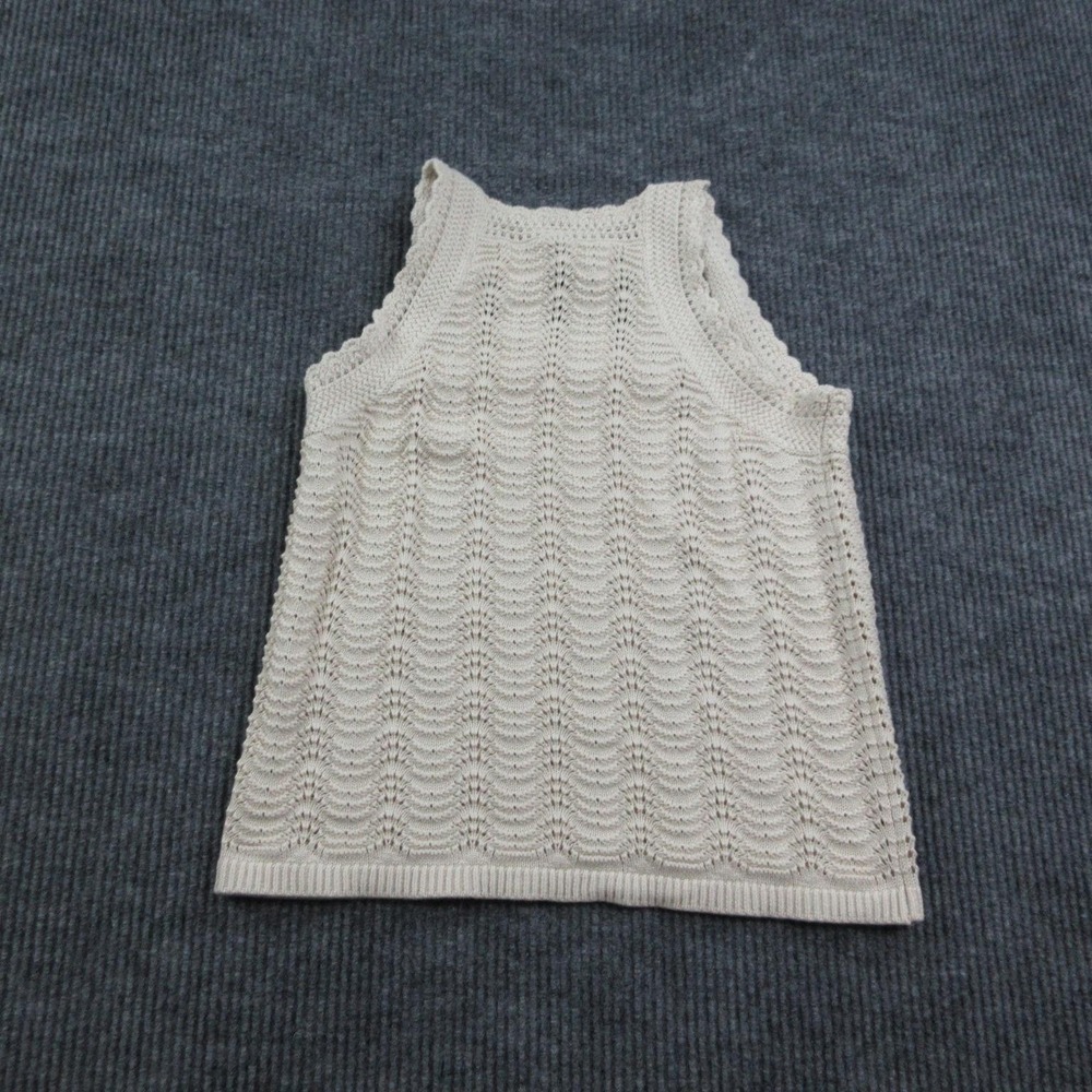 LOFT Sweater Womens M Cream Open-Knit Crochet Square Neck Sleeveless Summer NWT - Picture 8 of 10